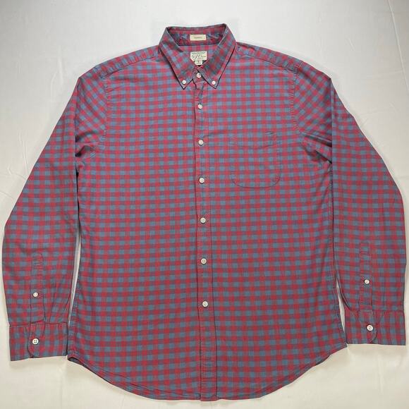 J. Crew Mens Classic Fit Gingham Plaid Button Down Organic Cotton Shirt Size L - Picture 2 of 7